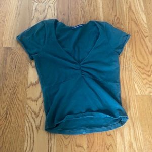 Short sleeve brandy Melville green v neck shirt